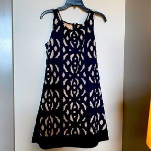 Cream mesh and navy lace shift dress